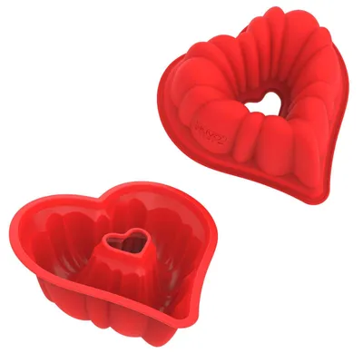 Herz-Backform aus Silikon, 2er-Set, 20 cm, antihaftbeschichtet
