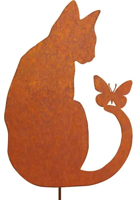 Produktbild von Gartenstecker Gartenfigur Katze - Rostoptik - Eisen - 30 cm