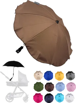 Produktbild von BAMBINIWELT Sonnenschirm für Kinderwagen Ø68cm UV-Schutz50+ Schirm Sonnensegel Sonnenschutz, braun