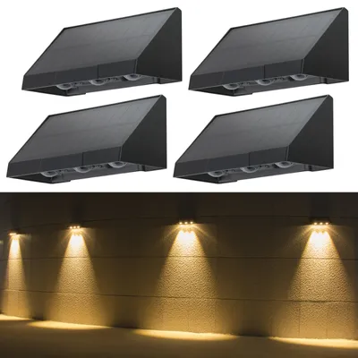 Immagine prodotto di ZMH lampade solari per giardino all'aperto 4pcs solare parete luce esterna LED 2 modalità luci da parete esterna 3000K bianco caldo LED luci solari da parete impermeabile illuminazione solare per recinzione terrazza balcone
