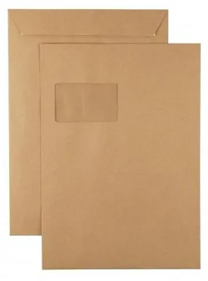 Produktbild von Kaenguruh C4 Versandtasche, Natron / Recycling braun 120g mit Haftklebung Abdeckstreifen, mit Fenster