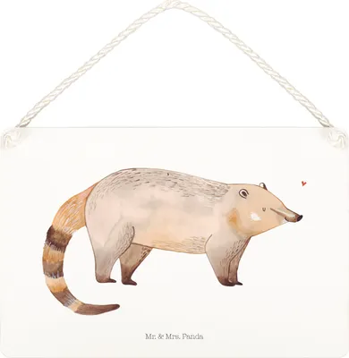 Produktbild von Mr. & Mrs. Panda Schild Nasenbär DIN A4 - Weiß - Geschenk, Bär, Rüsselbär, holzbild, Deko Wandbild, Nasenbären, Lustige Sprüche, Türschild, kleine aufmerksamkeit