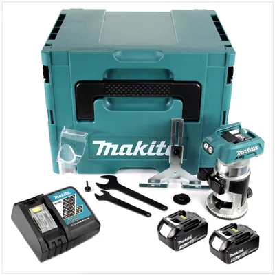 Produktbild von Makita DRT 50 RFJ Akku Multifunktionsfräse 18V Brushless + 2x Akku 3,0Ah + Ladegerät + Makpac