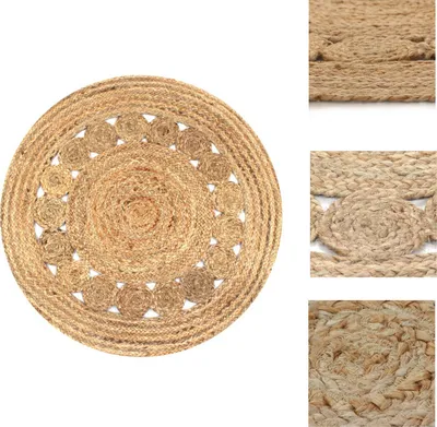 Produktbild von vidaXL Teppich Flechtmuster Jute 90 cm Rund -  Teppiche