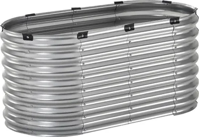 Produktbild von Metall-Hochbeet 4 x 2 x 2 ft, verzinkte Pflanzkiste für den Außenbereich, silberfarben
