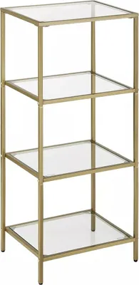 Produktbild von In And OutdoorMatch Lagerregal Grayce - Gold - 40x30x95cm - 4 Glasböden - Wohnzimmer - Badezimmer - Küche