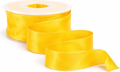 Produktbild von 25m Dekoband Taft Drahtkant B:40mm Taftband Schleifenband Geschenkband Satinband gelb