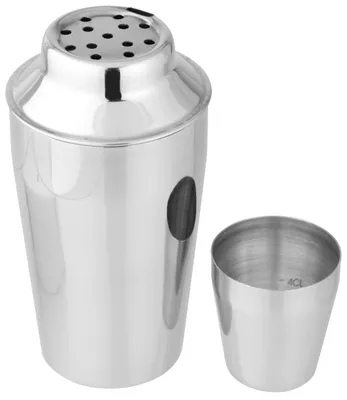 Produktbild von Fackelmann Cocktailshaker 400 ml, Cocktail-Mixer aus Edelstahl, Schüttelbecher für Mixgetränke mit integriertem Sieb, Kappe mit Dosierangabe (Farbe: Silber)