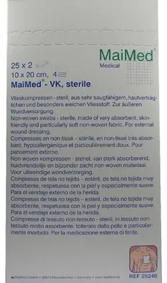 Image de Compresses MaiMed non tissées stériles 4 plis 50 pièces 10 x 20 cm