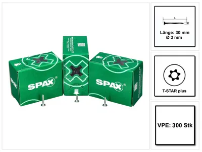 Immagine prodotto di SPAXยฎ 0151010300303 SPAXยฎ Rรผckwandschrauben T10 Flachkopf WIROX 0151010300303 3 mm x 30 mm, 300 St.