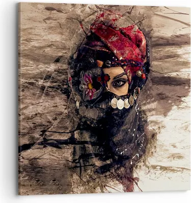 Produktbild von Bild auf Leinwand - Leinwandbild - Frau Folklore - 70x70cm - Wand Bild - Wanddeko - Wandbilder - Leinwanddruck - Bilder - Kunstdruck - Wanddekoration - Leinwand bilder - Wandkunst - AC70x70-3858