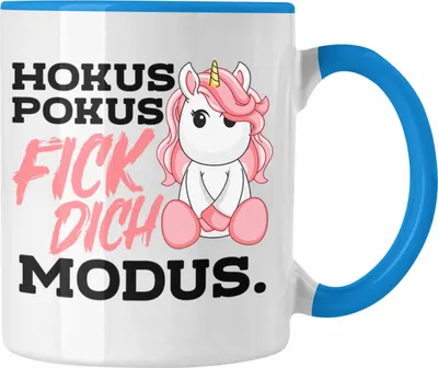 Produktbild von Trendation - Lustige F Dich Modus Tasse Mit Spruch Einhorn Kaffeetasse Geschenk Mama Freundin Kollegin Geschenkidee Arbeit Frauen (Blau)