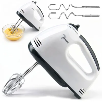 Productafbeelding van Elektrische handmixer - 5 snelheidsstanden met turbofunctie - Geschikt voor mengen en kneden - Inclusief roestvrijstalen garde en deeghaak