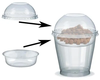 Produktbild von 100x Feinkostbecher für Salat Müsli Joghurt mit Einsatz + Deckel 250 ml