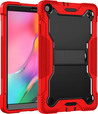 Image de Kids Case for Samsung Galaxy Tab A 10.1 2019, étui antichoc léger et durable avec un design mignon, une poignée et une béquille rouge