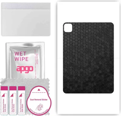 Produktbild von apgo Rückseite Schutzfolie, Skin, kompatibel mit Apple iPad Pro 11 2022, Hinten Displayschutzfolie aus Vinylfolie, kratzfest, einfache Montage - Schwarze Honigwabe