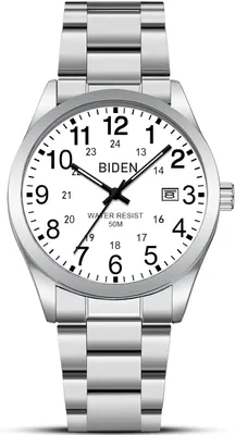 Produktbild von Herren Armbanduhr Analog Quarz Edelstahl, 3 ATM Wasserdicht, Leuchtzifferblatt mit Datumsanzeige, Klassische Business Sportuhr für Männer