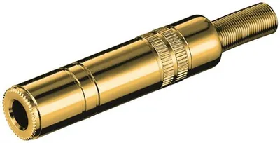 Produktbild von Goobay Klinkenkupplung - 6,35 mm - stereo, Klinke 6,35 mm Buchse (3-Pin, stereo) - vergoldet mit Knickschutz