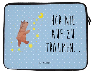 Produktbild von Mr. & Mrs. Panda Laptop Tasche Bär Träume 20 x 28 cm - Blau Pastell - Geschenk, Träumen, Traum, Teddy, Laptoptasche, Hülle, Notebooktasche, Traumdeutung, Sleeve