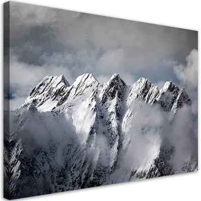 Produktbild von Leinwandbild Berggipfel im Winter 120x80 Feeby Grau bild für die wand bereit zum aufhängen