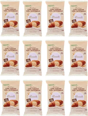 Produktbild von 12x Bauli Cornetti con Farina Integrale e Zucchero di Canna Grezzo Croissant mit Vollkornmehl und Rohrohrzucker Packung à 222g, Jede Packung enthält 6 Croissants à 37g