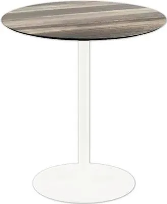 Produktbild von Urban Terrassentisch Weiß gestell + Tropical Wood HPL Ø70 cm