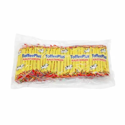 Produktbild von 200x ToffeePlus Kaustangen einzeln verpackt Karamell Bonbons Wurfmaterial Party