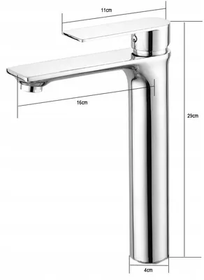 Zdjęcie produktu dla Bateria nablatowa Łazienkowa chrom wysoka kran 24x16cm
