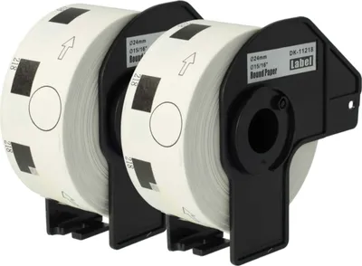 Produktbild von vhbw 2x Rolle mit Halter 24mm (1000 Etiketten) kompatibel mit Brother PT QL500BW, QL-550, QL-560, QL560VP, QL-570, QL500BS Drucker - Premium Weiß