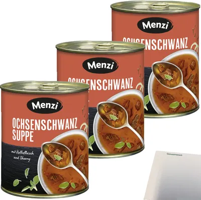Produktbild von Menzi Ochsenschwanz Suppe 3er Pack (3x800ml Dose) + usy Block