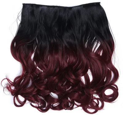 Produktbild von WIG ME UP Clip-in Extension Haarverlängerung Hinterkopf breit lockig Ombre Schwarz Granatrot CMT-863-1BTT118