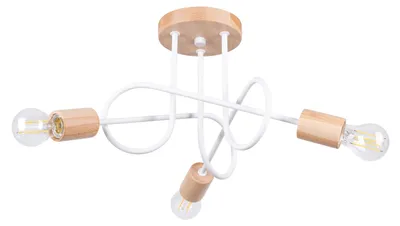 Zdjęcie produktu dla Lampa sufitowa EMBER biała naturalne drewno 3xE27x15W drewno wym:26x14x56cm IP20 Sollux Lighting