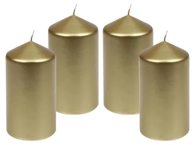 Produktbild von 4er Set Adventskranzkerzen "Edelglanz" Gold 150/77 mm