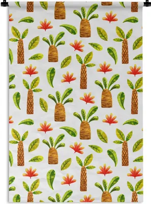 Produktbild von MuchoWow® Wandteppich Wandbehang Dschungel - Palme - Blätter 60x90 cm Tapisserie Dekoration Wandtuch - Foto-Teppich - Abwaschbar