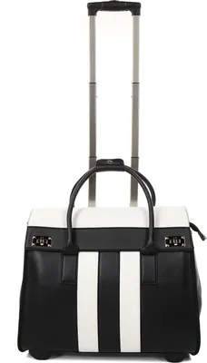 Produktbild von Elegante Damen Laptoptasche Akten Trolley auf 2 Rollen Weiss Schwarz Bowatex