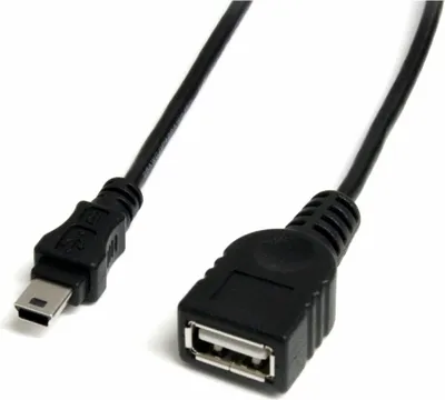 Zdjęcie produktu dla StarTech.com USBMUSBFM1, 0,3 m, USB A, Mini-USB B, Męska/Żeńska, 0,48 Gbit/s, Czarny