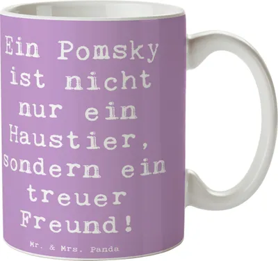 Produktbild von Mr. & Mrs. Panda Becher Spruch Pomsky Freund - Lavendeltraum - Geschenk, Hundeliebhaber, Kaffeebecher, Keramiktasse, Tasse, Kaffeetasse, Mischling, verspielter Hund