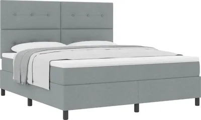 Produktbild von Boxspringbett mit Matratze Hellgrau 180 x 200 cm Stoff