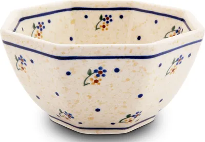 Produktbild von Original Bunzlauer Keramik 450 ml Dessertschale Müslischale Servierschale Schüssel 8-Eckig [Form 5] Ø14,0 cm, H 7,0 cm, Design 111
