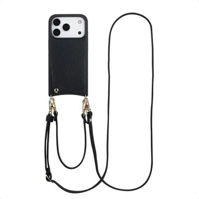 Zdjęcie produktu dla Etui na telefon Selencia Nova z kablem i uchwytem na kartę do Apple iPhone 17 Pro - czarne