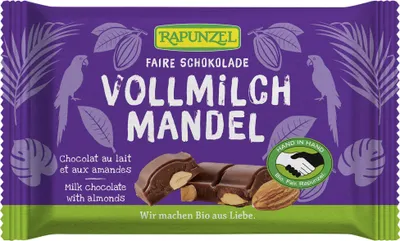 Produktbild von Vollmilch-Schokolade - ganze Mandeln 100g