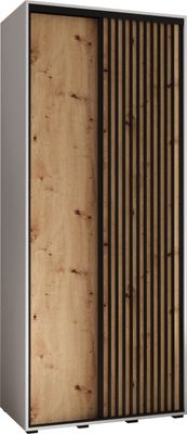 MEBLE KRYSPOL Lanko 1 Schrank mit 2 Schiebetüren  - 235,2x110x45 cm - Weiß Artisan Schwarz