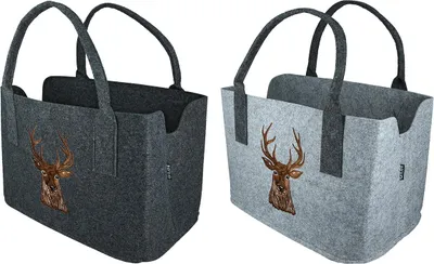 Produktbild von Gilde Tasche, rechteckig, Hirschkopf, Hirschmotiv, Filz, grau, VE 4, 2fach sortiert Höhe: 26.00 cm Breite: 25.00 cm Tiefe: 40.00cm 44073