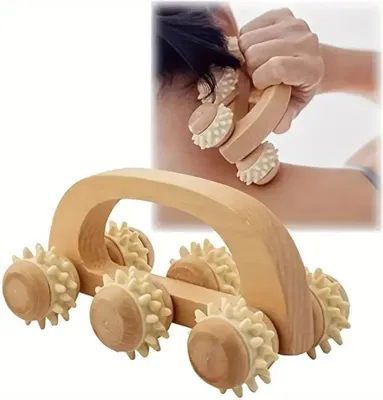 Produktbild von Massageroller Holz l Nackenmassage Kräutermassage Entspannung Muskelmassage Körperroller Wellness Tool