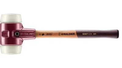 Produktbild von Halder Schonhammer Durchmesser 80mm 3090g Simplex Nylon weiß mit Holzstiel - 3008080