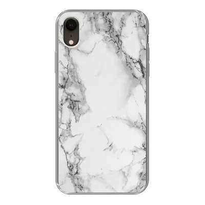 Produktbild von MuchoWow® Handyhülle Schutzhülle Hülle für iPhone XR Marmor - Stein - Weiß - Grau - Schwarz - Marmoroptik Silikon Softcase Handy Hülle - Schutzdeckel