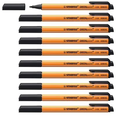Produktbild von STABILO Umweltfreundlicher Filzschreiber - GREENpoint - 10er Pack - schwarz