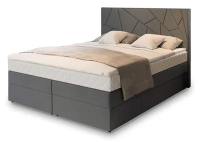 Produktbild von Masseno Boxspringbett TRANI 140x200 cm Komplett-Set mit Bonell Matratze und Topper, Polsterbett mit Bettkästen -Grau, INARI 94