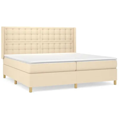Produktbild von vidaXL Boxspringbett mit Matratze Creme 200x200 cm Stoff