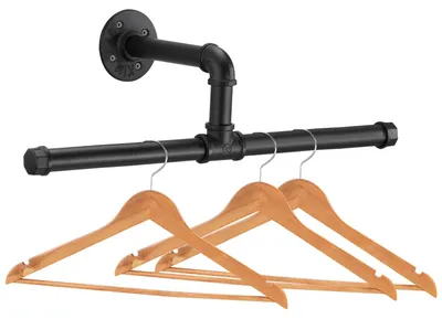 Wand-Kleiderregal aus Stahl, schwarz, 1 Stück, 100 kg Belastbarkeit